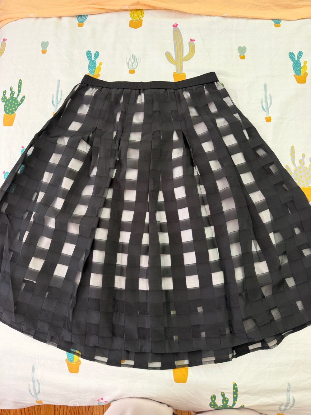Relativity Black Grid Overlay A-Line Skirt